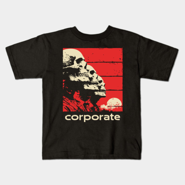 Corporate Drone Skeletons Satirical Horror Art Kids T-Shirt by TuncGK
