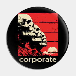 Corporate Drone Skeletons Satirical Horror Art Pin