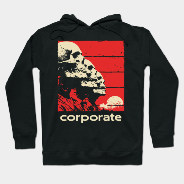 Corporate Drone Skeletons Satirical Horror Art Hoodie by TuncGK