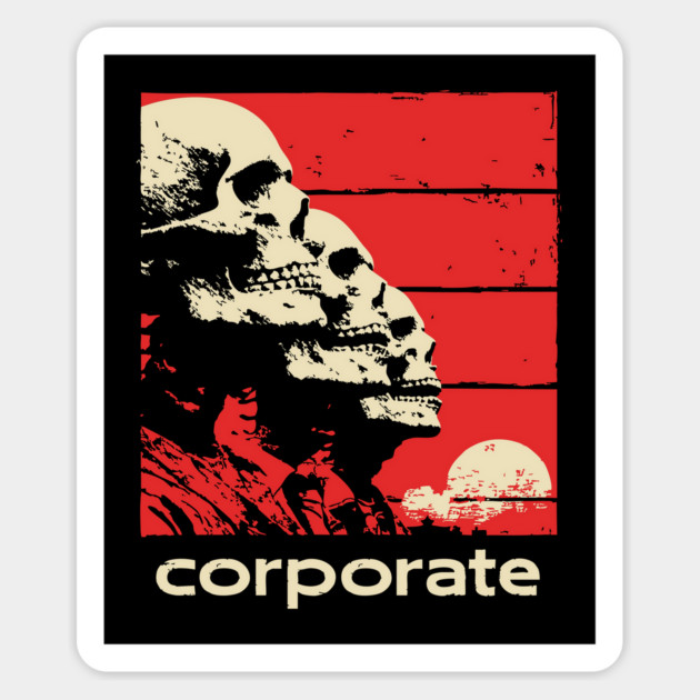 Corporate Drone Skeletons Satirical Horror Art Magnet by TuncGK
