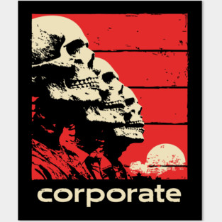 Corporate Drone Skeletons Satirical Horror Art Posters and Art