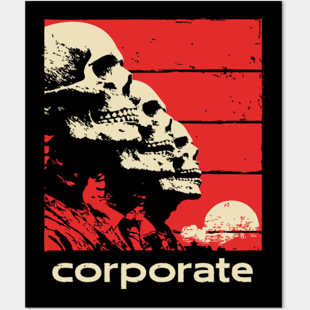 Corporate Drone Skeletons Satirical Horror Art Wall Art by TuncGK