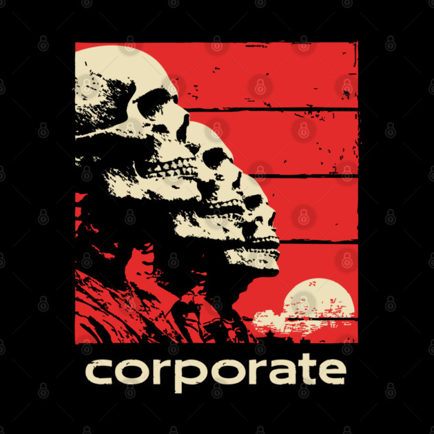 Corporate Drone Skeletons Satirical Horror Art by TuncGK