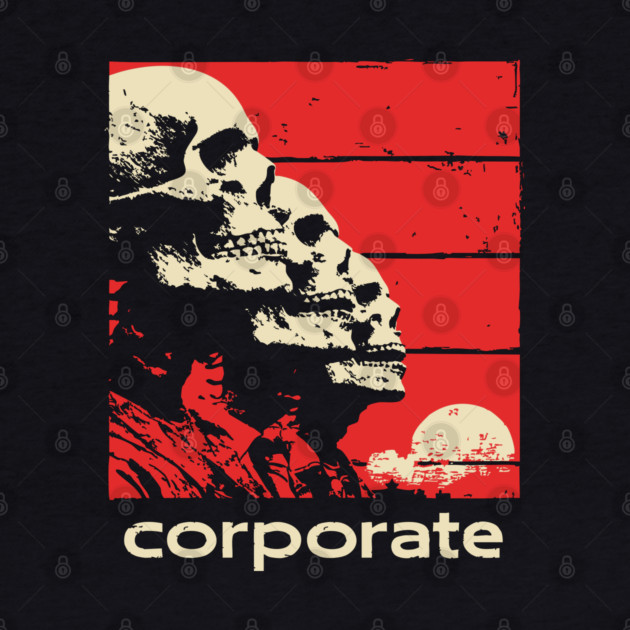 Corporate Drone Skeletons Satirical Horror Art by TuncGK