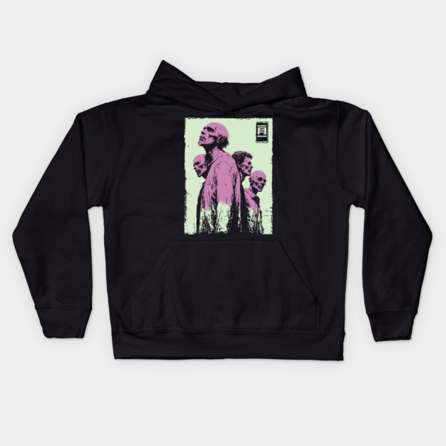 Aesthetic Zombie Horde in Pink Ukiyo-e Pop Art Kids Hoodie by TuncGK
