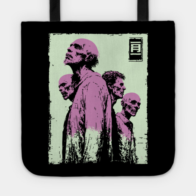 Aesthetic Zombie Horde in Pink Ukiyo-e Pop Art Tote by TuncGK