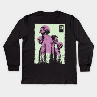 Aesthetic Zombie Horde in Pink Ukiyo-e Pop Art Kids Long Sleeve T-Shirt