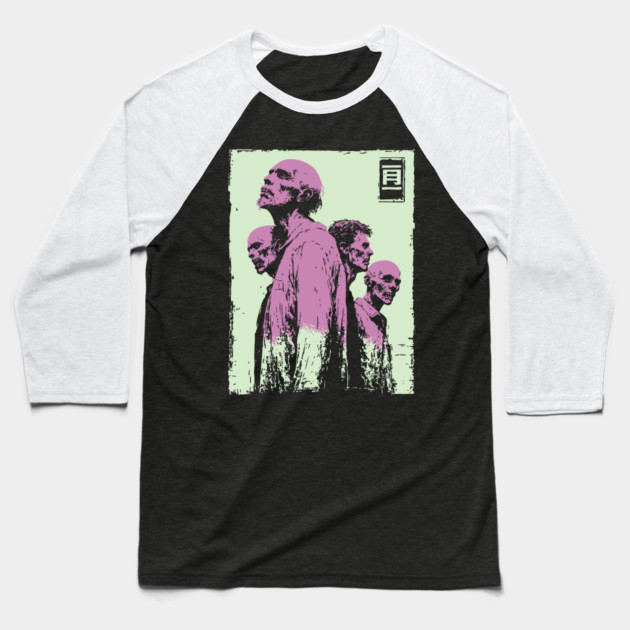 Aesthetic Zombie Horde in Pink Ukiyo-e Pop Art Baseball T-Shirt by TuncGK