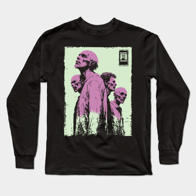Aesthetic Zombie Horde in Pink Ukiyo-e Pop Art Long Sleeve T-Shirt by TuncGK