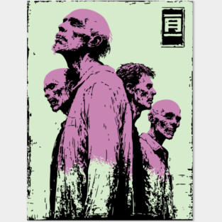 Aesthetic Zombie Horde in Pink Ukiyo-e Pop Art Posters and Art