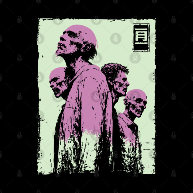 Aesthetic Zombie Horde in Pink Ukiyo-e Pop Art by TuncGK