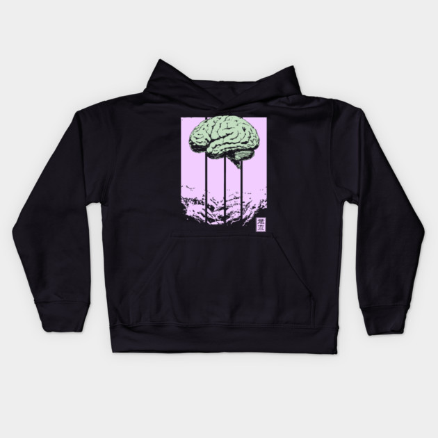 Surreal Walking Brain Abstract Horror Pop Art Kids Hoodie by TuncGK