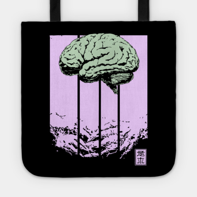 Surreal Walking Brain Abstract Horror Pop Art Tote by TuncGK