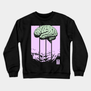 Surreal Walking Brain Abstract Horror Pop Art Crewneck Sweatshirt