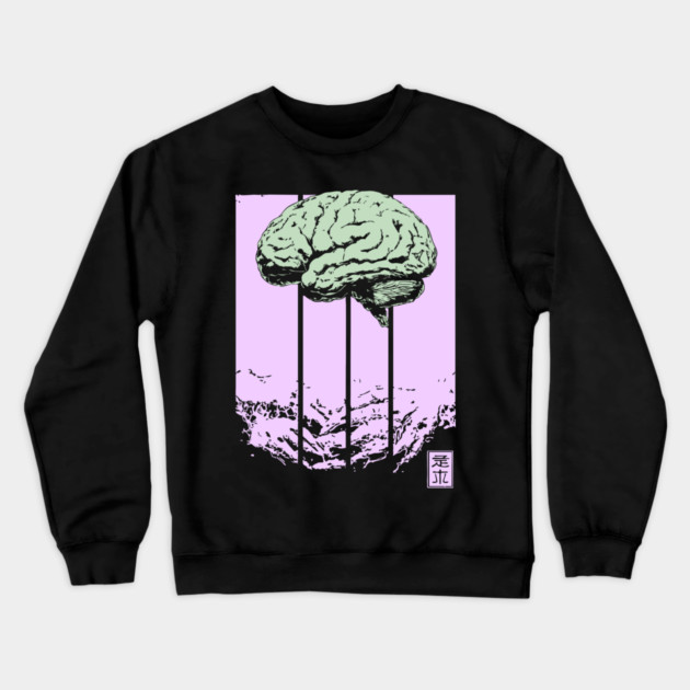 Surreal Walking Brain Abstract Horror Pop Art Crewneck Sweatshirt by TuncGK