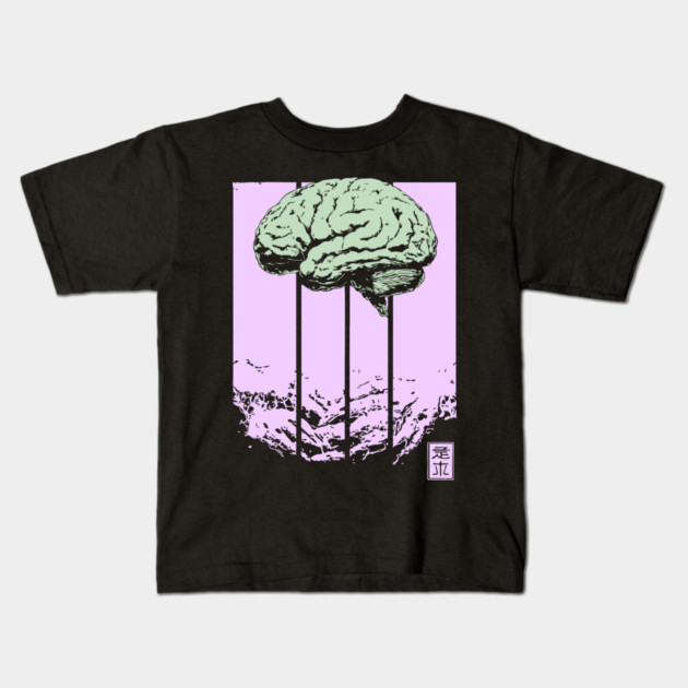 Surreal Walking Brain Abstract Horror Pop Art Kids T-Shirt by TuncGK
