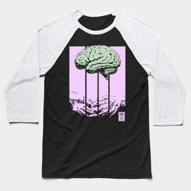Surreal Walking Brain Abstract Horror Pop Art Baseball T-Shirt by TuncGK