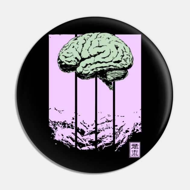 Surreal Walking Brain Abstract Horror Pop Art Pin by TuncGK