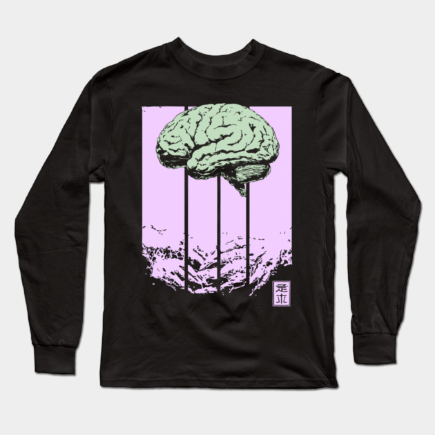 Surreal Walking Brain Abstract Horror Pop Art Long Sleeve T-Shirt by TuncGK