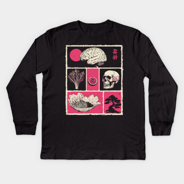 Macabre Anatomy Panels Japanese Manga Horror Art Kids Long Sleeve T-Shirt by TuncGK