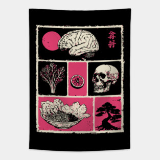 Macabre Anatomy Panels Japanese Manga Horror Art Tapestry