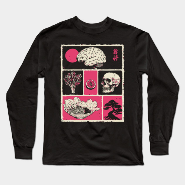 Macabre Anatomy Panels Japanese Manga Horror Art Long Sleeve T-Shirt by TuncGK