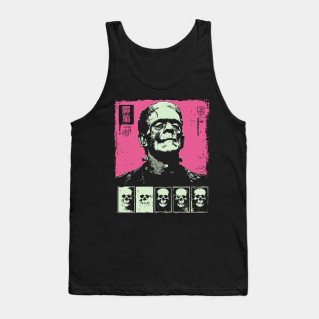 Pink Pop Art Frankenstein Monster Halloween Portrait Tank Top by TuncGK