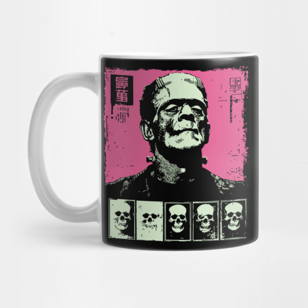 Pink Pop Art Frankenstein Monster Halloween Portrait by TuncGK