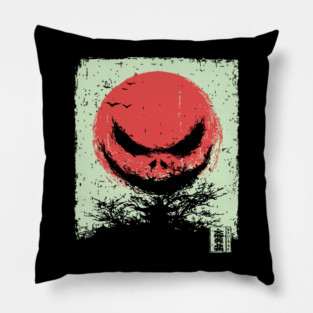 Demonic Rising Sun Minimalist Japanese Horror Pillow