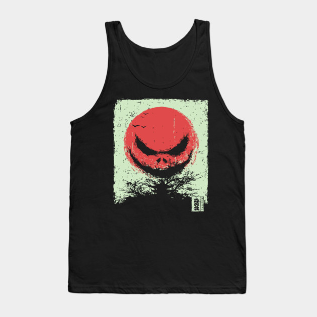 Demonic Rising Sun Minimalist Japanese Horror Tank Top by TuncGK