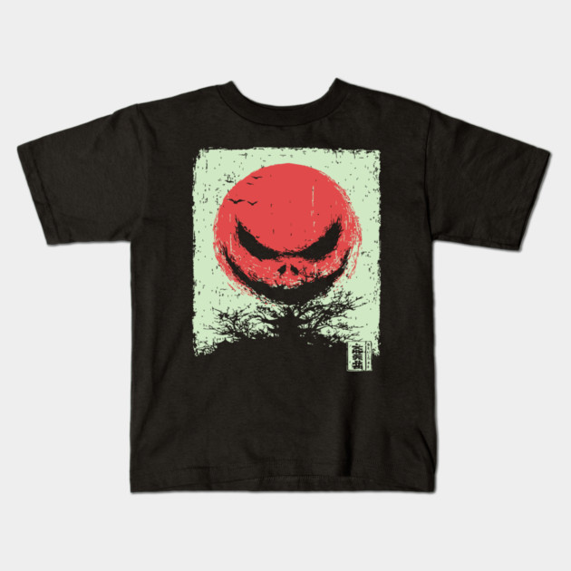 Demonic Rising Sun Minimalist Japanese Horror Kids T-Shirt by TuncGK