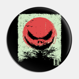 Demonic Rising Sun Minimalist Japanese Horror Pin