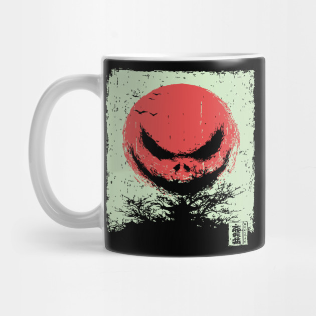 Demonic Rising Sun Minimalist Japanese Horror by TuncGK