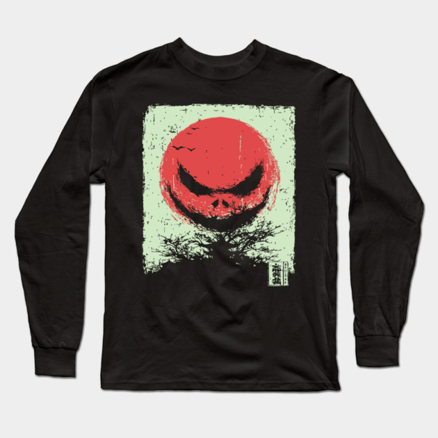 Demonic Rising Sun Minimalist Japanese Horror Long Sleeve T-Shirt by TuncGK