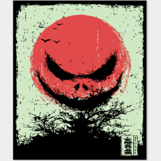 Demonic Rising Sun Minimalist Japanese Horror Posters and Art
