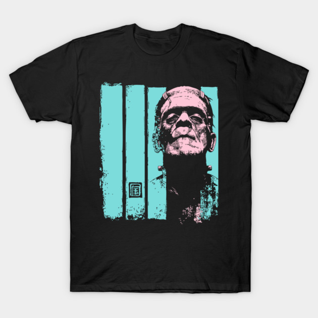 Intense Frankenstein Monster Ukiyo-e Horror Portrait T-Shirt by TuncGK