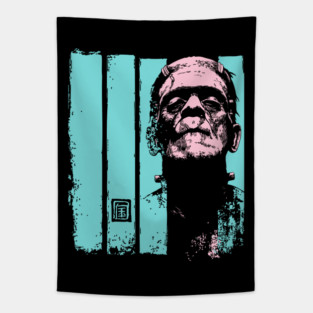 Intense Frankenstein Monster Ukiyo-e Horror Portrait Tapestry