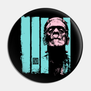 Intense Frankenstein Monster Ukiyo-e Horror Portrait Pin