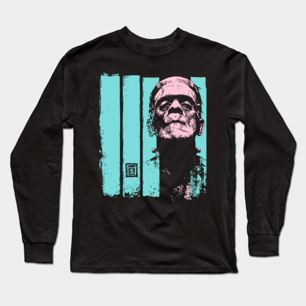 Intense Frankenstein Monster Ukiyo-e Horror Portrait Long Sleeve T-Shirt by TuncGK