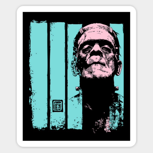 Intense Frankenstein Monster Ukiyo-e Horror Portrait Magnet by TuncGK