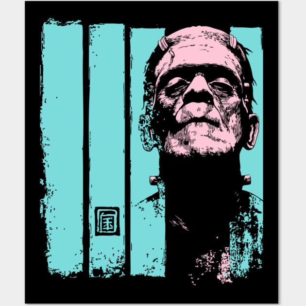 Intense Frankenstein Monster Ukiyo-e Horror Portrait Wall Art by TuncGK