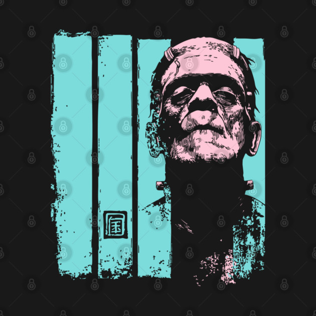 Intense Frankenstein Monster Ukiyo-e Horror Portrait by TuncGK