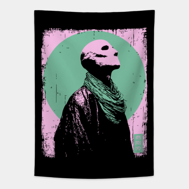 Zen Skeleton Monk Meditating Ukiyo-e Pop Art Tapestry by TuncGK