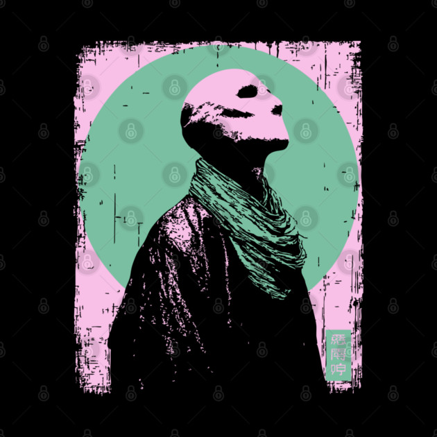 Zen Skeleton Monk Meditating Ukiyo-e Pop Art by TuncGK