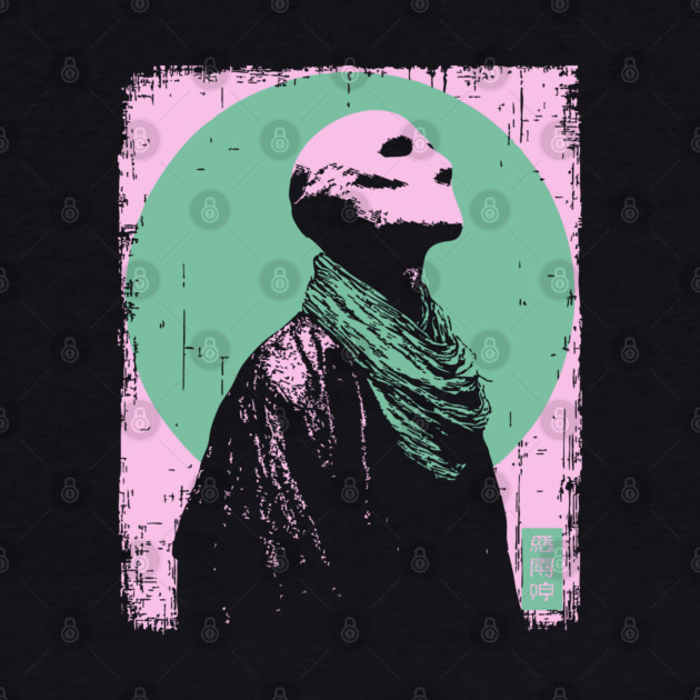 Zen Skeleton Monk Meditating Ukiyo-e Pop Art by TuncGK