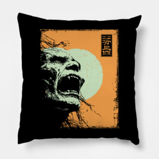 Desperate Zombie Portrait Expressive Ukiyo-e Horror Pillow