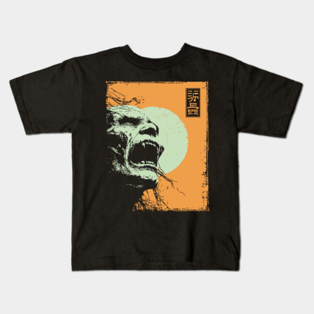 Desperate Zombie Portrait Expressive Ukiyo-e Horror Kids T-Shirt by TuncGK
