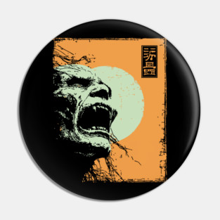Desperate Zombie Portrait Expressive Ukiyo-e Horror Pin