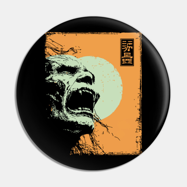 Desperate Zombie Portrait Expressive Ukiyo-e Horror Pin by TuncGK