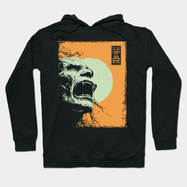 Desperate Zombie Portrait Expressive Ukiyo-e Horror Hoodie by TuncGK